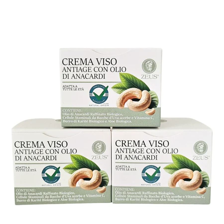 Crema Viso Bio Anti-Age con Olio di Anacardi (3x50ml)