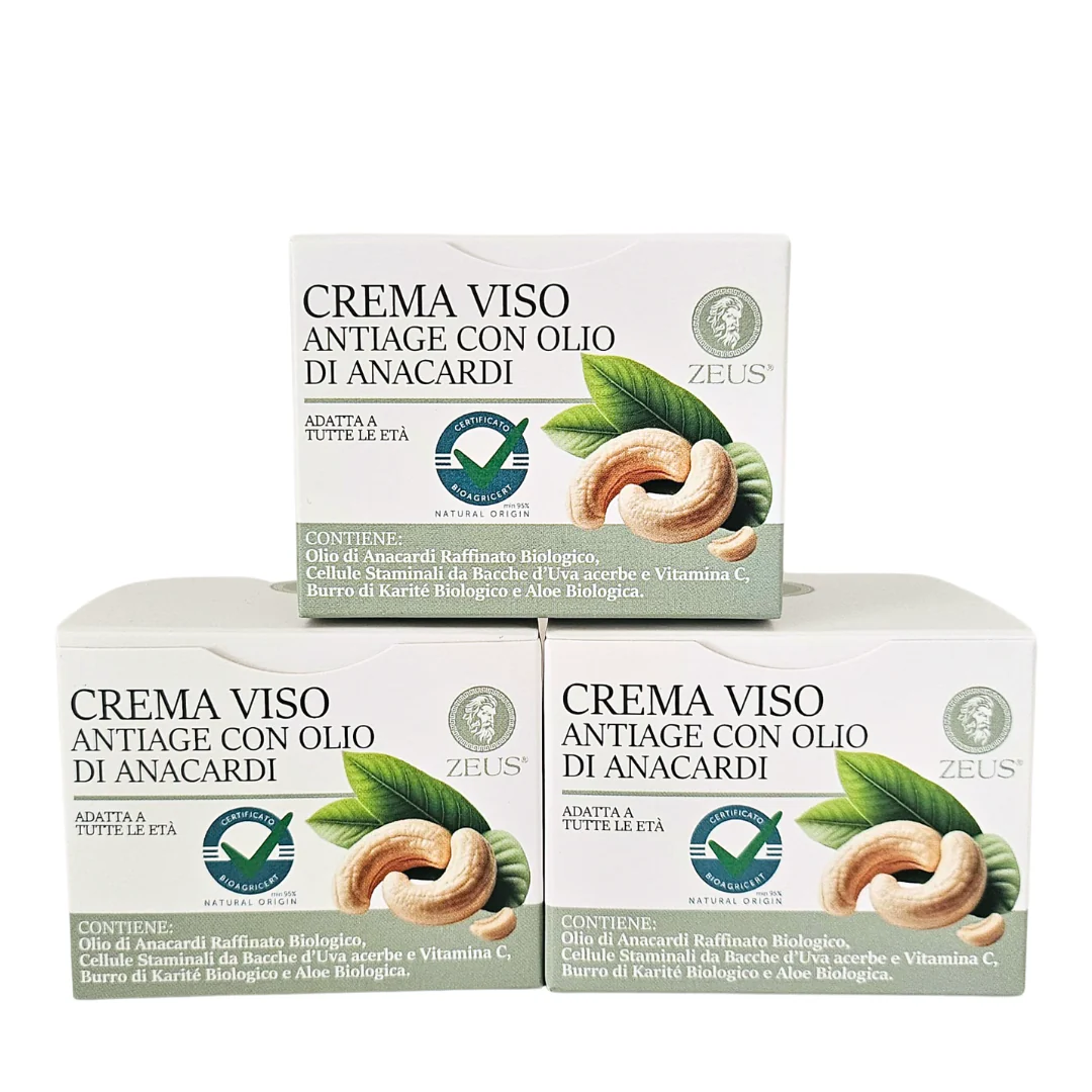 Crema Viso Bio Anti-Age con Olio di Anacardi (3x50ml)