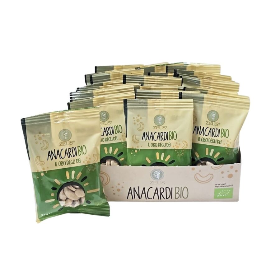 Espositore con 30 Bustine di Anacardi al naturale da 33g